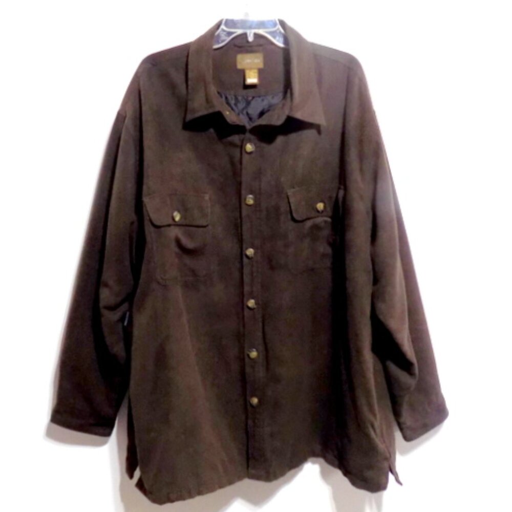 St. John's Bay Men’s Faux Suede Brown Button Up Jacket - Size: XX Large